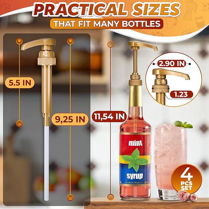 4 Pcs Coffee Syrup Pump Dispenser - Image 3