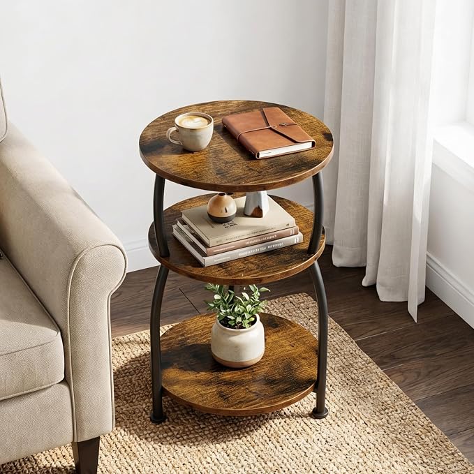 Round Side Table, 3-Tier End Table - Image 4