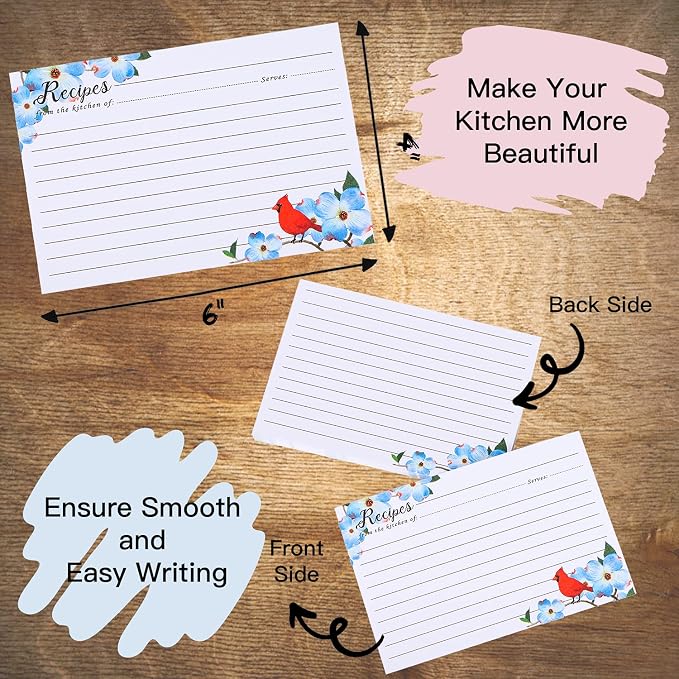 COFICE Recipe Cards 4x6 Inch, Cut Thicken Card Stock Double Sided Recipe Cards - Image 3