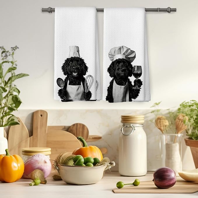 Goldendoodle Kitchen Towels Set of 2, Dog Kitchen Accessories, Bar Decor - Image 4