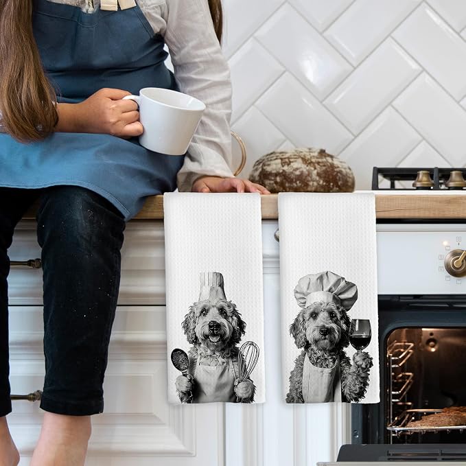 Cockapoo Kitchen Towels Set of 2, Dog Kitchen Accessories, Bar Decor, Dog Chef - Image 3
