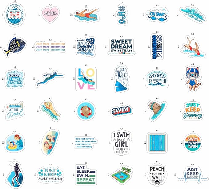 100Pcs Swim Stickers, Swimming Stickers - Image 3