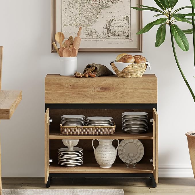 WAMPAT Sideboard Buffet Cabinets, Modern Credenza Sideboard - Image 7