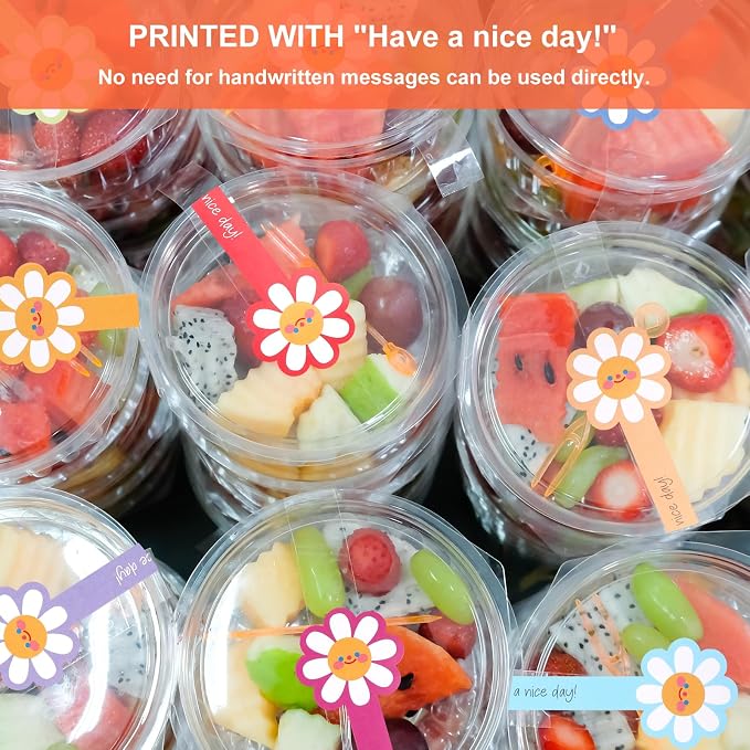 400Pcs Handmade Food Baking Seal Stickers Labels, Flower Shape Long Label - Image 4