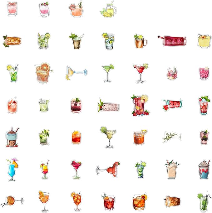 100Pcs Cocktail Stickers for Water Bottle and Laptop - Image 3