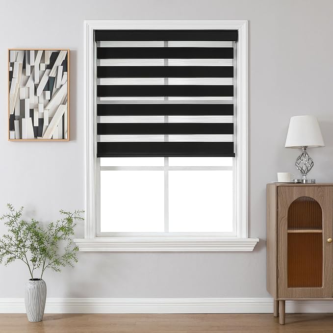 Joydeco Cordless Zebra Blinds for Windows, Dual Layer Light Control Window - Image 2