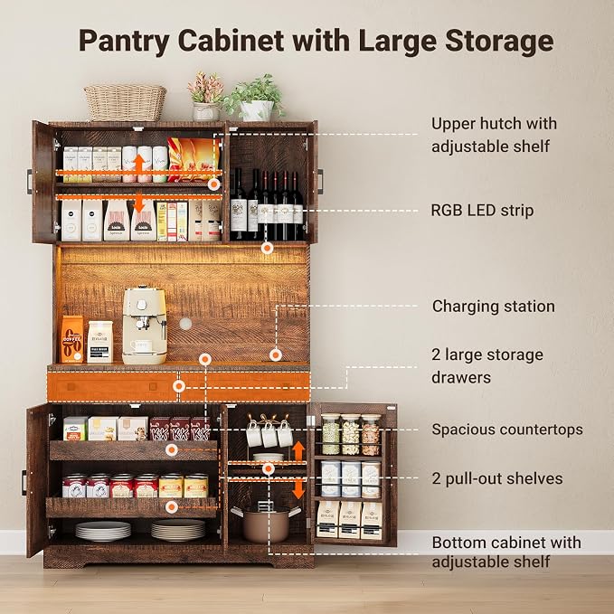 ELYKEN 71" Tall Ktchen Pantry Cabinet - Image 6
