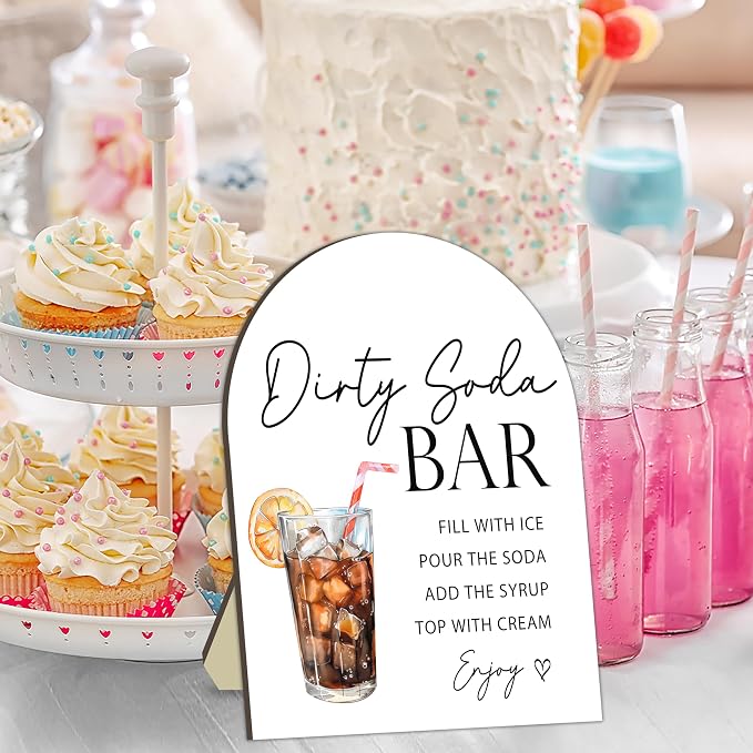 Soda Bar Wooden Tabletop Welcome Sign, Soda Bar Baby Shower Drink Station Sign - Image 3
