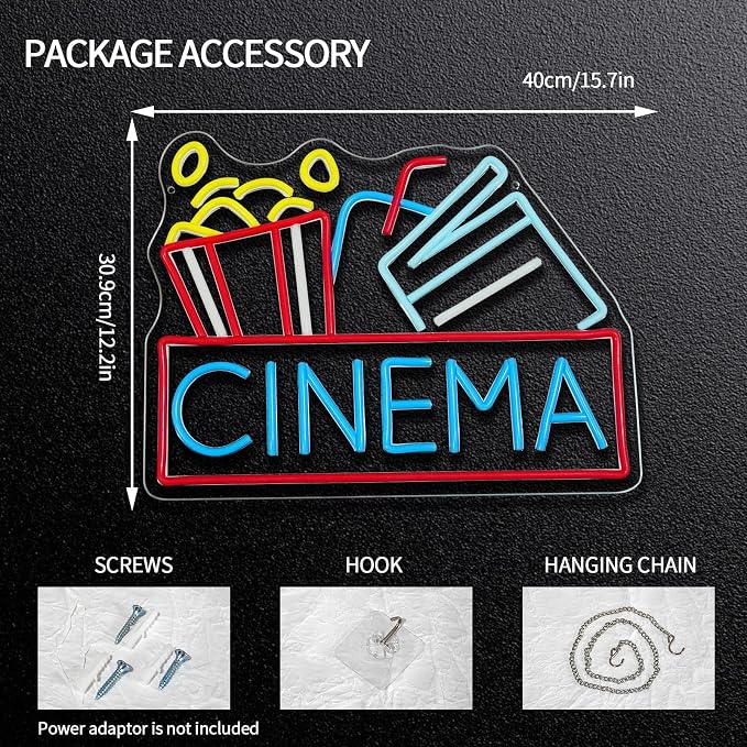 Cinema Neon Sign Dimmable Movie Neon Light Sign - Image 2