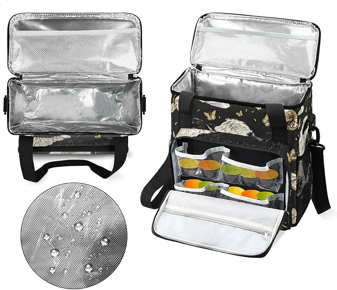 Cow Butterflies Coffee Maker Carring Bag, Large Insulated Storage Organizer - Image 3