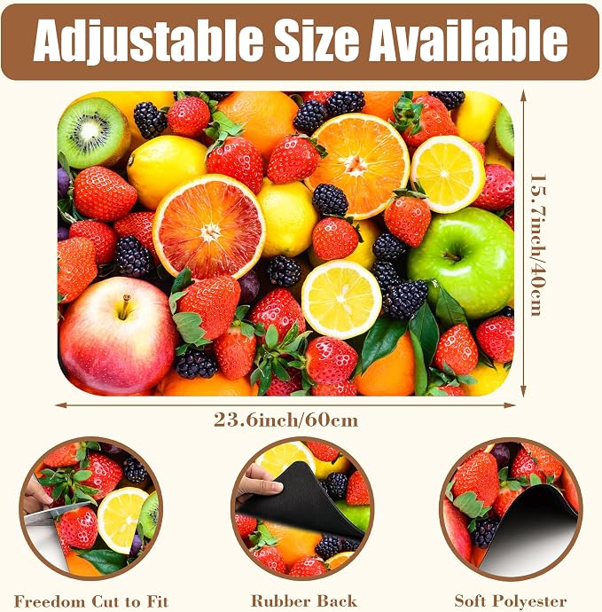 Fresh Fruits Dish Drying Mat for Kitchen Counter Coffee Bar Mat Hide Stain - Image 2