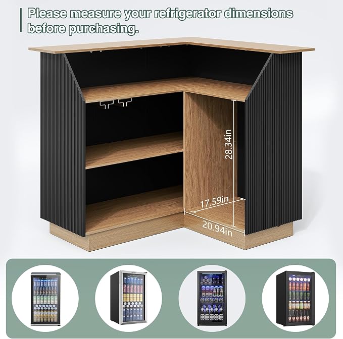 ARTPOWER L Shaped Home Bar Cabinet - Image 4