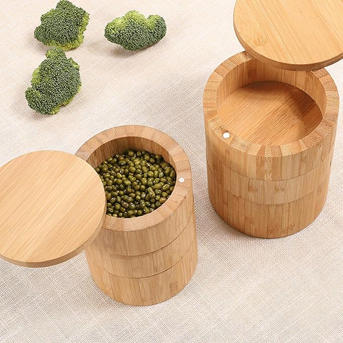 HERCHR Salt Cellar with Swivel Lid, 3 Tier Salt Box Jar Storage Container with - Image 7