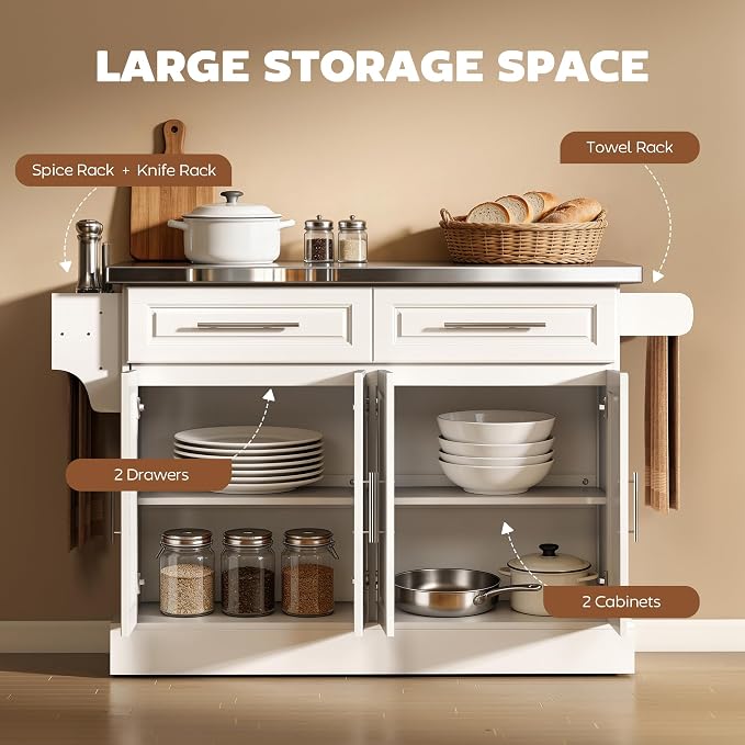 HOMCOM Rolling Kitchen Island Cart - Image 4