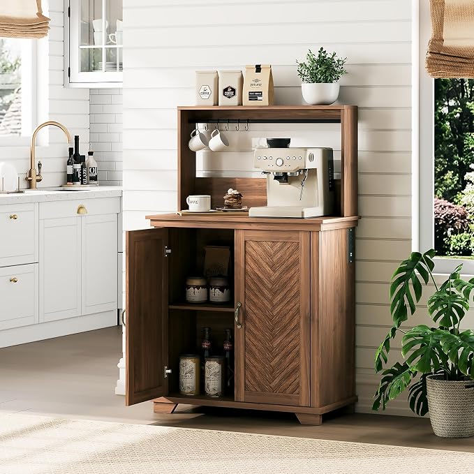 JOINICE Farmhouse Coffee Bar Cabinet - Image 8