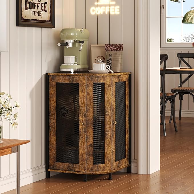 keomaisyto Coffee Bar Cabinet, 3-Tier Corner Coffee Cabinet by keomaisyto
