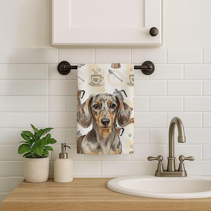 Caroline's Treasures Dapple Dachshund Coffee Bar Kitchen Towel Velour Plush - Image 7