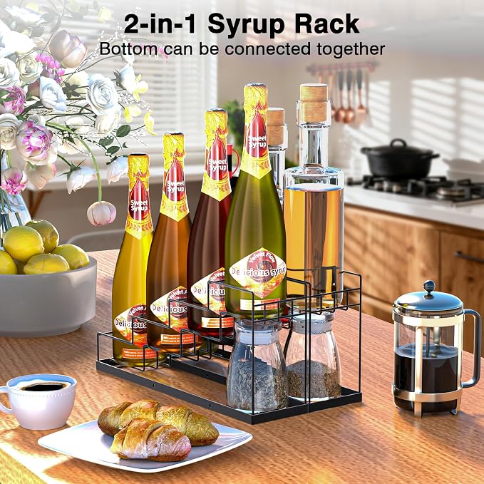 Invech Coffee Syrup Organizer Rack 2 Pack, Metal Syrup Holder - Image 5