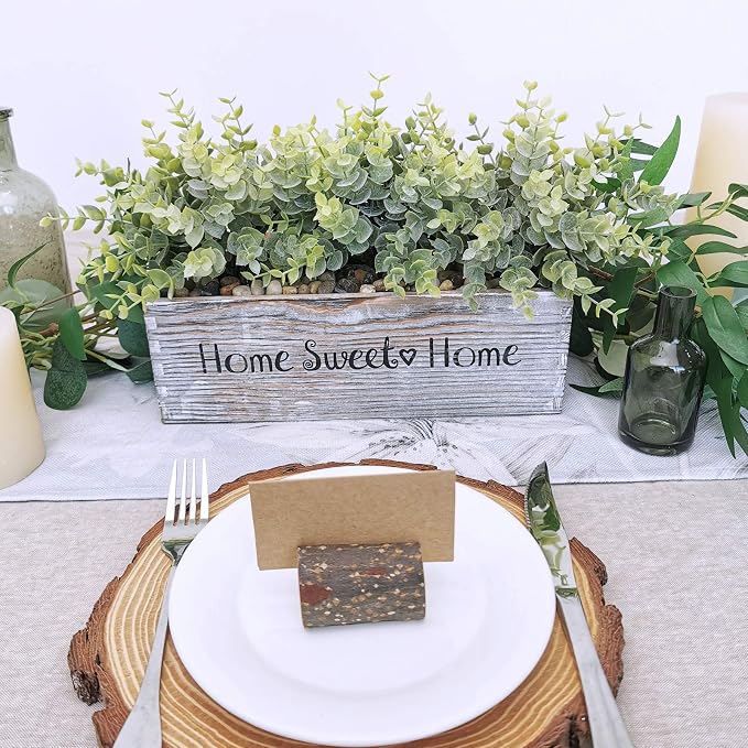 1 Pcs Wooden Potted Eucalyptus Plant Greenery Arrangement Artificial Eucalyptus - Image 8