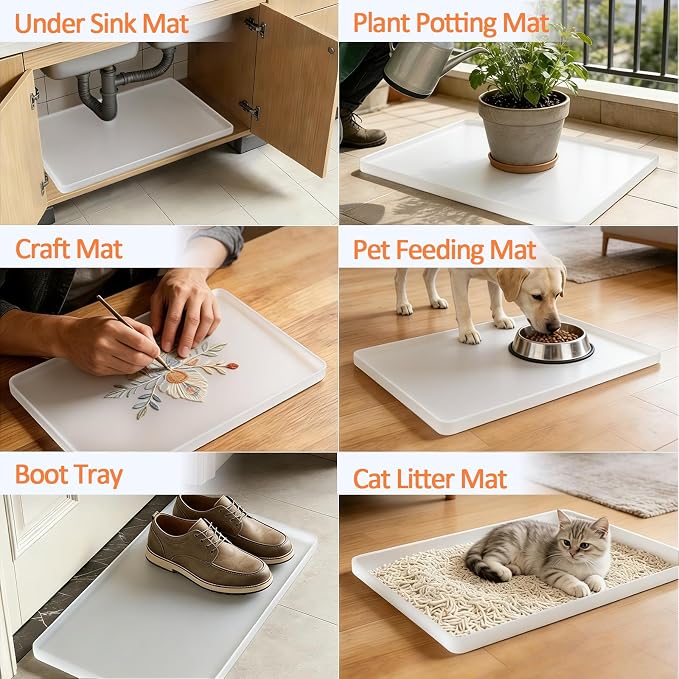 Silicone Coffee Maker Mat with Lip, 15.7'' x 11.8'' Heavy Duty Coffee Maker Mat - Image 7