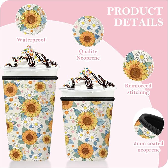 3 Pack Reusable Insulated Neoprene Iced Coffee Cup Sleeve, Durable Drink Sleeve - Image 7