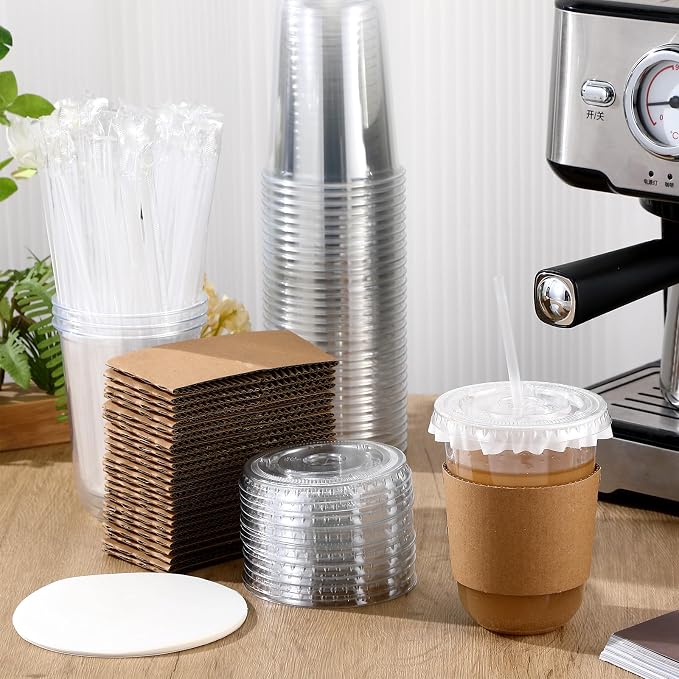 Baderke 50 Sets Clear Plastic Coffee Cups - Image 2