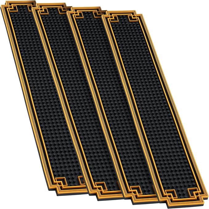 Drydiet 4 Pcs 24 x 4 Inch Bar Mat Non Slip Rubber Mat by Drydiet