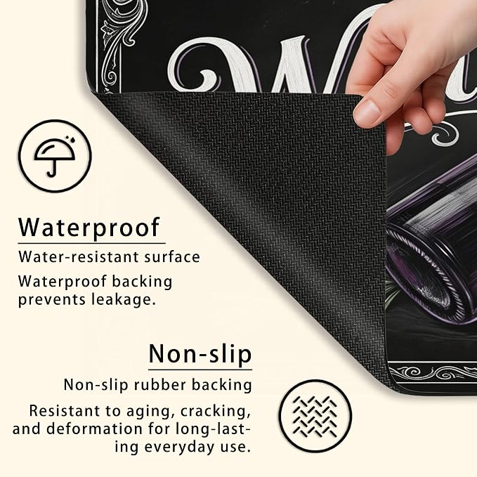 Wine Inspired Dish Drying Mats for Kitchen Counter, Vintage Black Grapes - Image 7