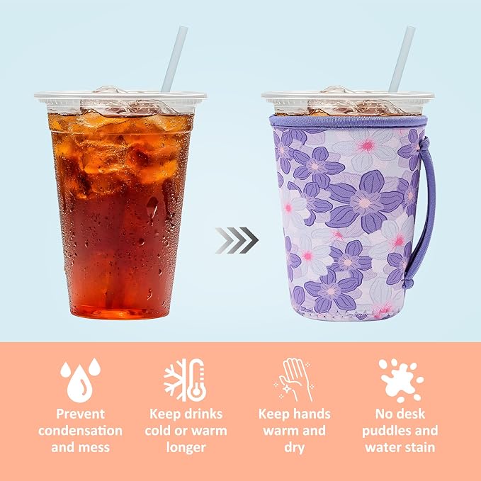 KJQJLY 3 Pack Reusable Iced Coffee Sleeves - Image 3