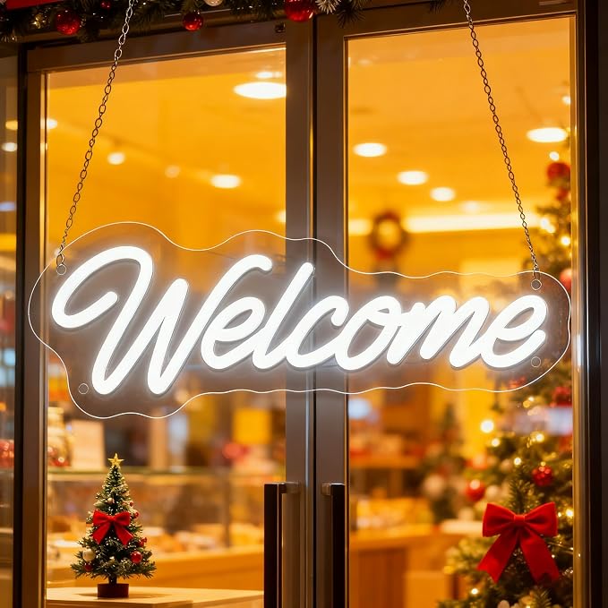 Welcome Neon Sign USB Powered Three Adjustable Brightness Lights Sign by Letourlivesbefullofloveandcolor