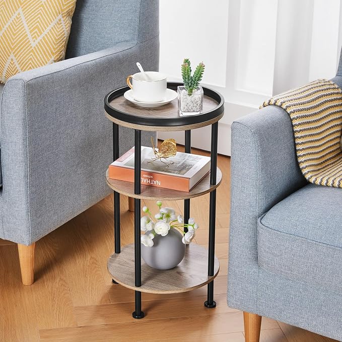 Small Round Side Table, Oak Round End Table - Image 8