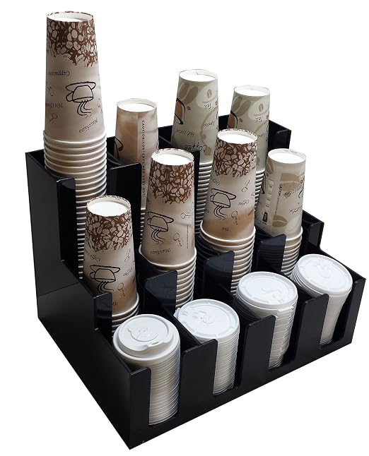 RCS Plastics Vertical Coffee Cup and Lid Dispenser Countertop Caddy Organizer by RCSPlastics