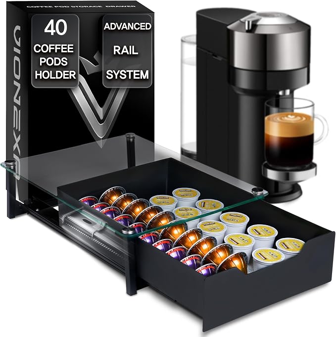 Coffee Pod Holder with Rail Drawer Compatible with Nespresso Vertuoline and by Unknown