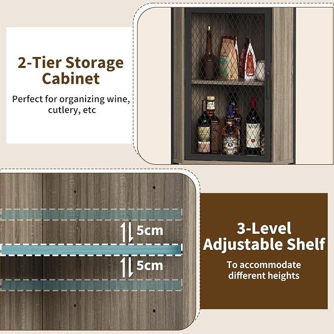 Space-Saving Industrial Corner Bar Cabinet, 4-Tier Freestanding Wine Rack - Image 4