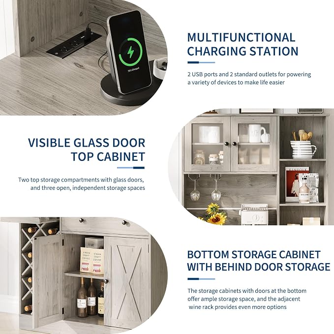 IDEALHOUSE 72 Inch Tall Kitchen Pantry Cabinet - Image 4