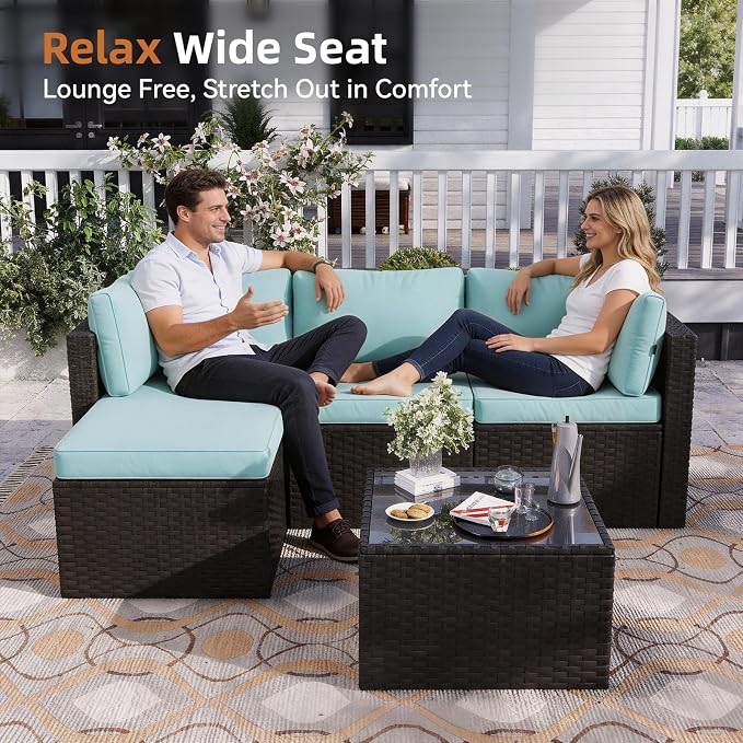 Aoxun Patio Furniture Set 5-Piece, Outdoor Sectional Sofas - Image 6