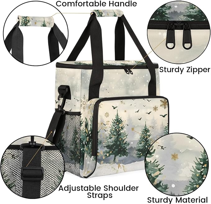 Christmas Tree Forest Coffee Maker Carring Bag, Large Insulated Storage - Image 6