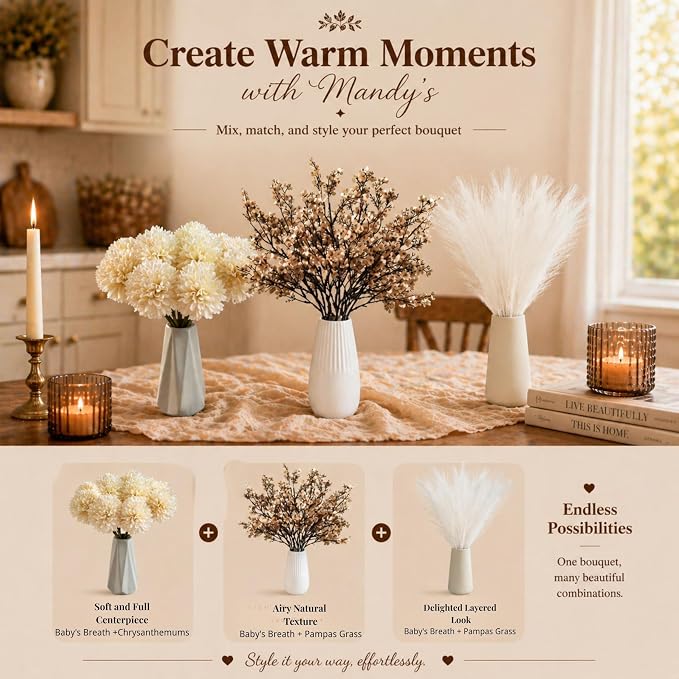Mandy's 15 Bundles Artificial Light Brown Baby’s Breath Flowers | 18.5 Inch - Image 9