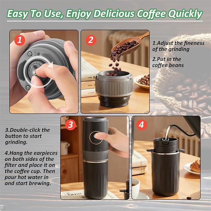 Portable Electric Coffee Grinder and Brewing Kit, Conical Burr Mini Grinder - Image 5