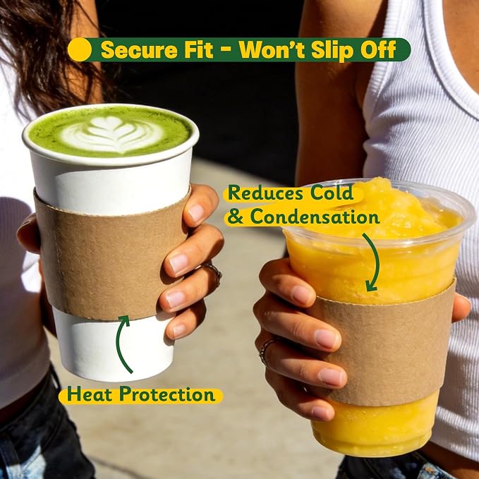 500 Pack Coffee Cup Sleeves for Hot & Cold Drinks | Extra Thick Disposable - Image 5