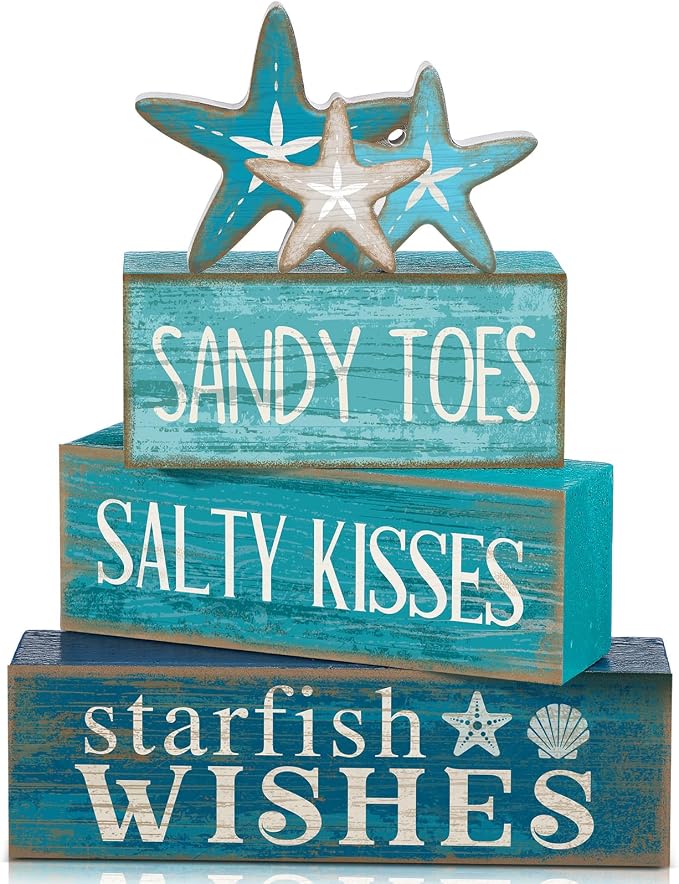 Yuntau 4 Pcs Summer Table Decorations Beach Tiered Tray Decor Starfish Coastal by Yuntau