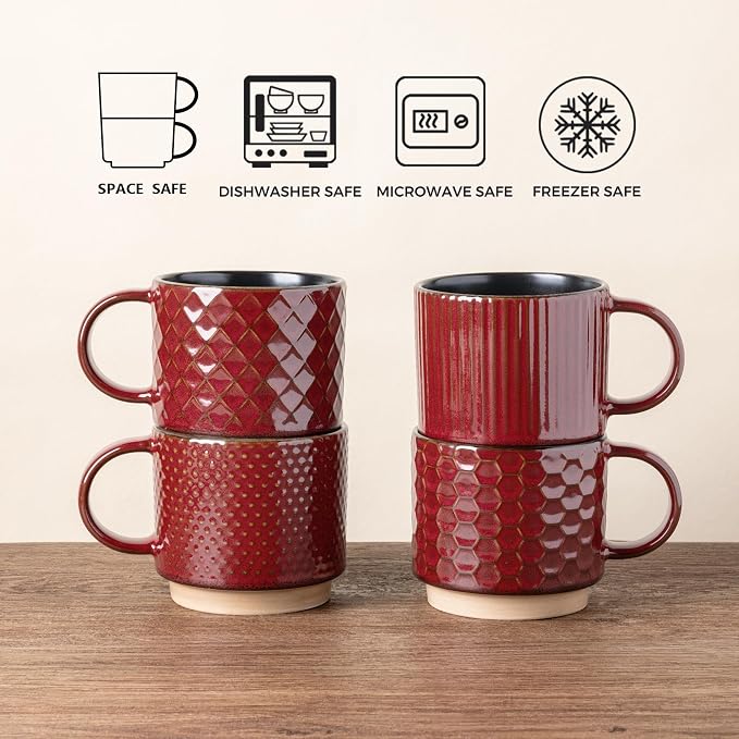 GBhome 8OZ Stackable Coffee Mugs, Ceramic Coffee Mugs - Image 7