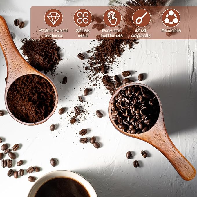 4 Pcs Wood Coffee Scoops, Wood Measuring Spoons, 45ml Coffee Measuring Spoons - Image 2