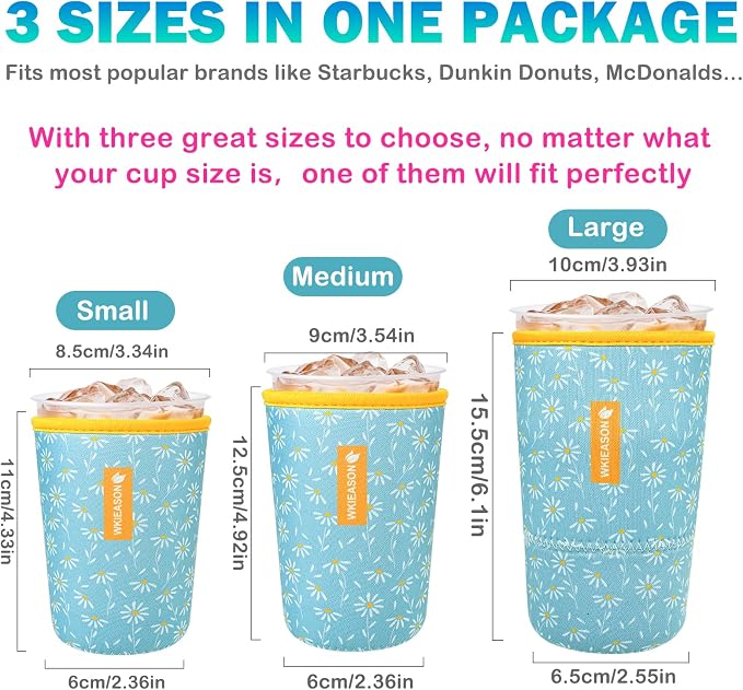 WK IEASON Reusable Iced Coffee Insulator Universal Ice Coffee Sleeve - Image 2