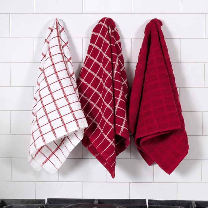 Ritz Premium 100% Cotton Terry Check Kitchen Dish Towels - Image 2