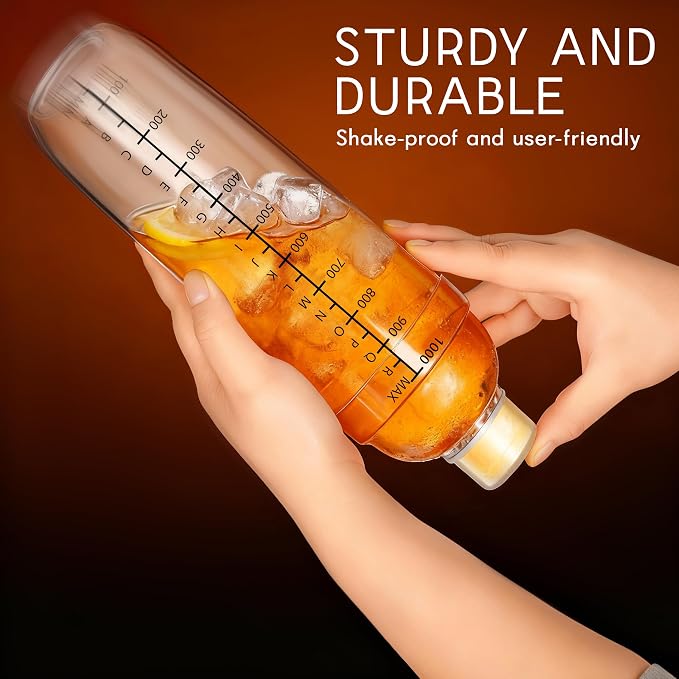 Plastic Cocktail Shaker with Measuring Scale 33oz, Leak-Proof & - Image 6