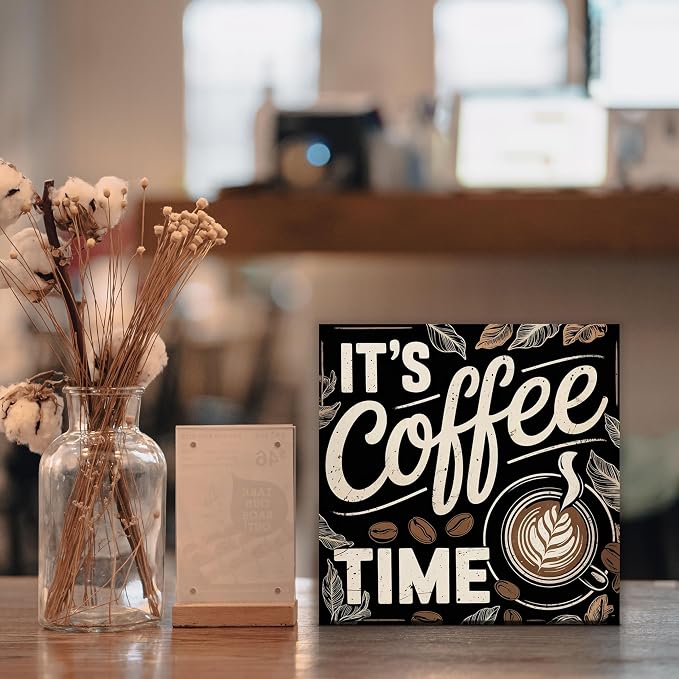 It's Coffee Time Wooden Box Decor 5x5 in - Image 3