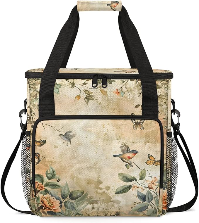 Vintage Birds Flower Coffee Maker Carring Bag, Large Insulated Storage by Home