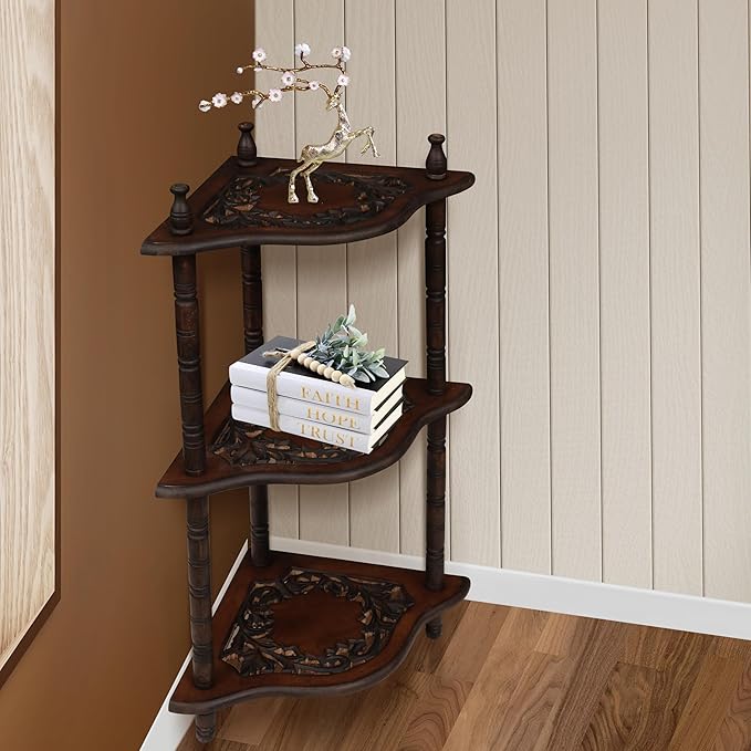 Corner Shelf - 3-Tier Space-Saving Corner Bookshelf Stand - Image 2