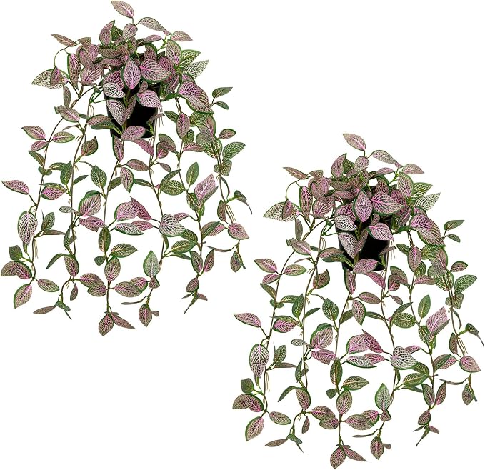 2 Pack Fake Hanging Plants for Shelf in Back Pot, Small Artificial Hanging Ivy by VillaComo